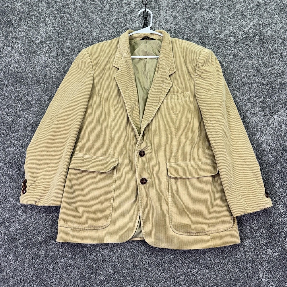 Vtg Jordache Blazer Mens 44 Beige Corduroy Sport Coat Two Button Casual Classic